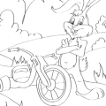 Заяц и мотоцикл раскраска играть онлайн